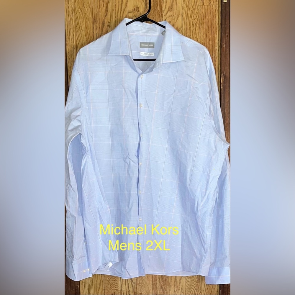 Michael Kors Men's Sky Blue Dress Shirt sz XXL 18 36/37